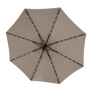 English Elm 10ft Solar Led Cantilever Offset Patio Umbrella with 40 Lights Outdoor Shade Khaki W640140284