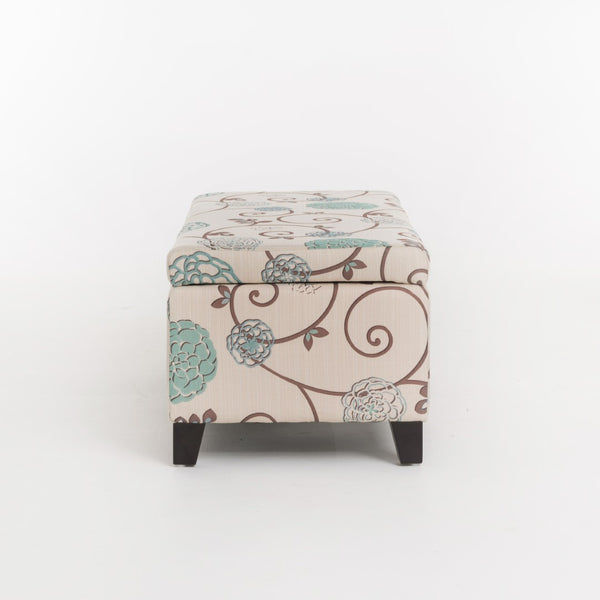 English Elm Storage Ottoman Upholstered Bench with Hidden Compartment for Living Room Seating 67218.00WBLU
