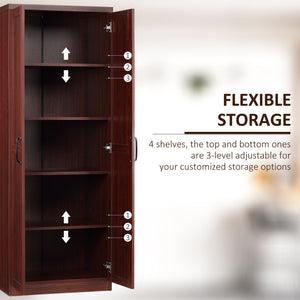 English Elm 63" 2-Door Kitchen Pantry Cabinet with 5-Tier Shelves, Adjustable Shelves, Anti-Tip Strap, Espresso Finish W2225142657