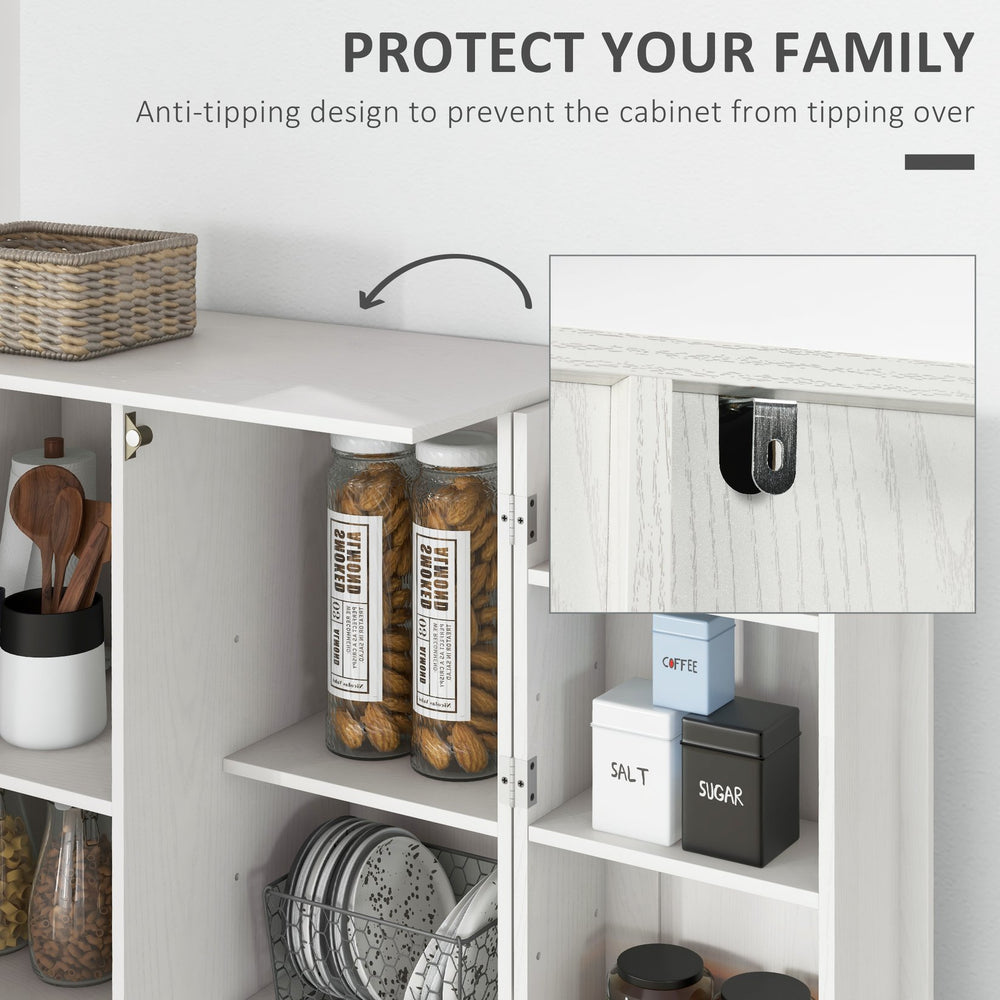 English Elm 63" Kitchen Pantry Storage Cabinet White — 14-Tier Freestanding Cupboard with Adjustable Shelves, Anti-Tip Safety, Versatile Room Storage W2225S00028