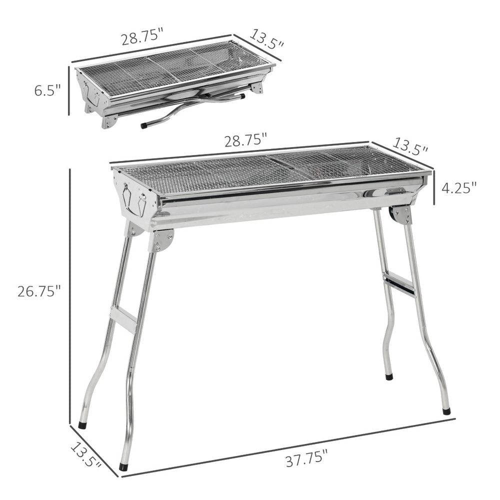 English Elm Portable Stainless Steel Folding Charcoal Bbq Grill for Camping Tailgate Backyard W2225142614