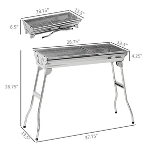 English Elm Portable Stainless Steel Folding Charcoal Bbq Grill for Camping Tailgate Backyard W2225142614