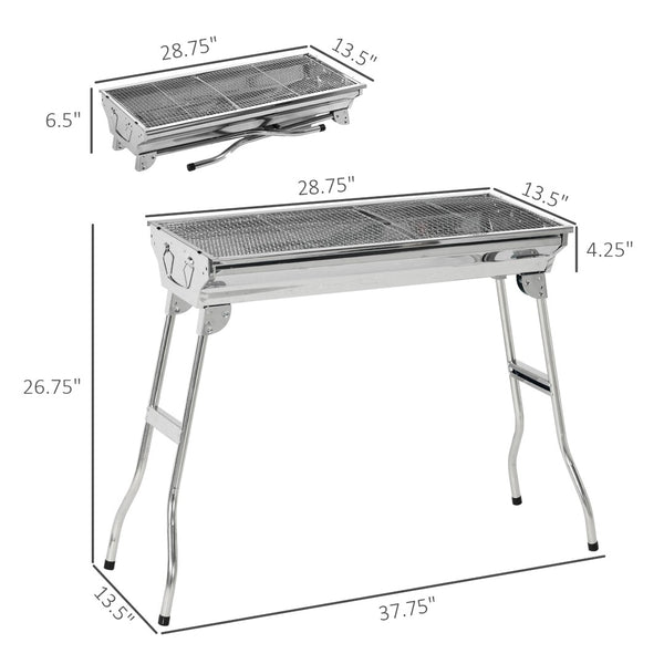 English Elm Portable Stainless Steel Folding Charcoal Bbq Grill for Camping Tailgate Backyard W2225142614