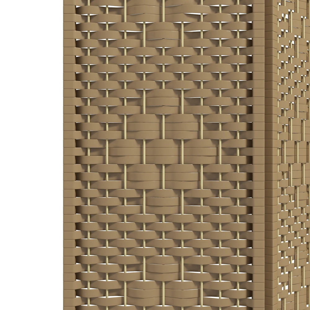 English Elm 4 Panel Room Divider - 5.6' Natural Woven Privacy Screen, Foldable Wood Frame, Airy Light-Filtering Design W2225142643