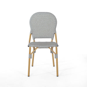 English Elm Outdoor Pe Rattan Bistro Chair Set of 2 with Powder-coated Aluminum Frame Patio 71420.00LBRN