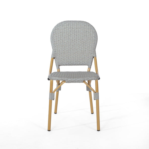English Elm Outdoor Pe Rattan Bistro Chair Set of 2 with Powder-coated Aluminum Frame Patio 71420.00LBRN