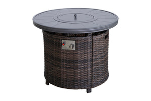 English Elm 25" H X 32" W Aluminum Outdoor Fire Pit Table With Lid(Espresso)