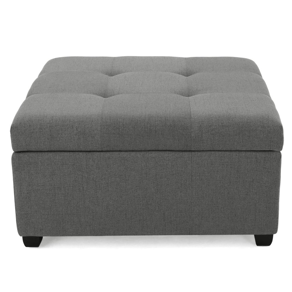 English Elm Carlsbad Tufted Waffle Lid Square Ottoman with Birch Legs for Living Room Storage 73426.00FDGY