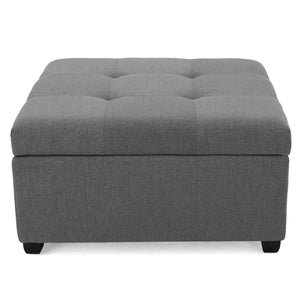 English Elm Carlsbad Tufted Waffle Lid Square Ottoman with Birch Legs for Living Room Storage 73426.00FDGY