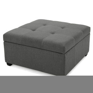 English Elm Carlsbad Tufted Waffle Lid Square Ottoman with Birch Legs for Living Room Storage 73426.00FDGY
