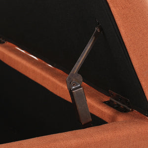 English Elm Christopher Knight Home® - Home Tufted Ainsley Button Storage Ottoman Bench with Hinged Lid, 38" Wide Fabric Seat, Birch Legs, Stylish Hidden Storage for Living Room or Bedroom Orange 74491.00ORG