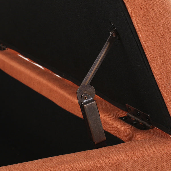 English Elm Christopher Knight Home® - Home Tufted Ainsley Button Storage Ottoman Bench with Hinged Lid, 38" Wide Fabric Seat, Birch Legs, Stylish Hidden Storage for Living Room or Bedroom Orange 74491.00ORG