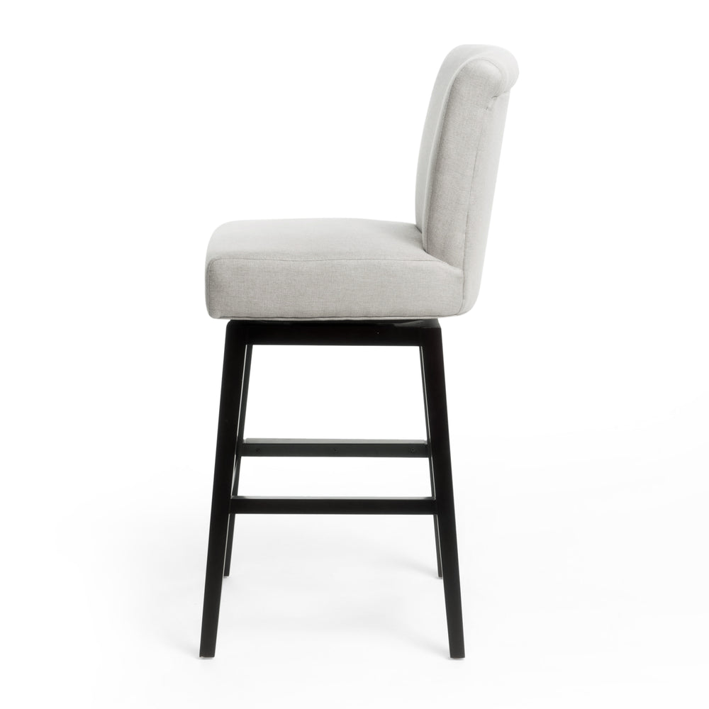 English Elm Christopher Knight Home® - SWIVEL Counter Stool Beige & Black Fabric Upholstered Seat with Wooden Legs, Cozy Swivel Comfort 57178.00FWHT