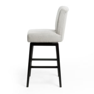 English Elm Christopher Knight Home® - SWIVEL Counter Stool Beige & Black Fabric Upholstered Seat with Wooden Legs, Cozy Swivel Comfort 57178.00FWHT