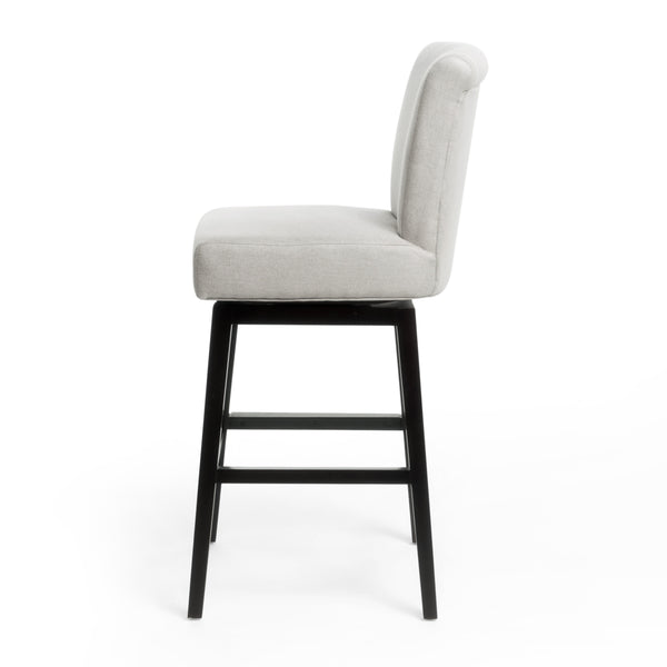 English Elm Christopher Knight Home® - SWIVEL Counter Stool Beige & Black Fabric Upholstered Seat with Wooden Legs, Cozy Swivel Comfort 57178.00FWHT