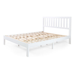 English Elm Christopher Knight Home® - Acacia Solid Wood Queen Platform Bed Frame with Headboard in White — Low Profile, Durable Slats Support 72150.00WHI-Q