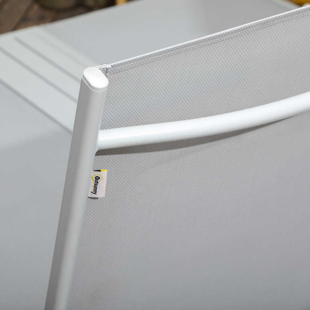 English Elm Chaise Conjoined 2-Person Aluminum Pool Lounge Chairs with 5-Position Recline, Shelf & Breathable Mesh W2225142467