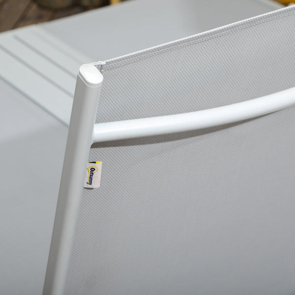 English Elm Chaise Conjoined 2-Person Aluminum Pool Lounge Chairs with 5-Position Recline, Shelf & Breathable Mesh W2225142467