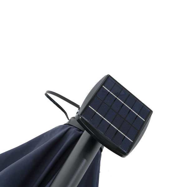 English Elm 10ft Solar Led Cantilever Offset Patio Umbrella with 40 Lights Outdoor Shade Navy Blue W640140292