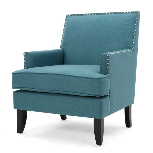 English Elm Christopher Knight Home® - CLUB Chair with Plush Padded Seat and Birch Legs, Upholstered Fabric Accent Chair for Living Room Comfort Teal 30.65 L x 29.75 W x 28.75 H 60165.00DTE