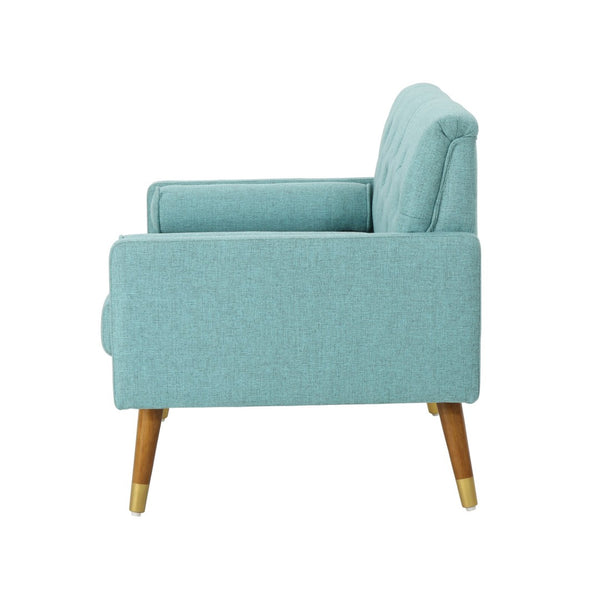 English Elm Club Chair Tufted Accent Seat with Bolster Pillows and Gold Splayed Legs for Living Room 63050.00BLU