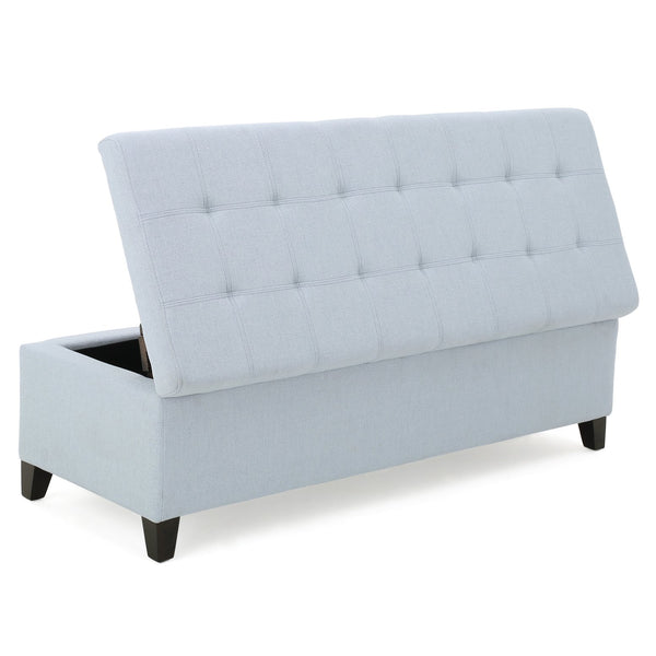 English Elm Christopher Knight Home® - Upholstered Storage Ottoman Bench with Flip-Top Compartment for Extra Seating, Footrest, Durable Elegance Light Blue 68087.00LSKY