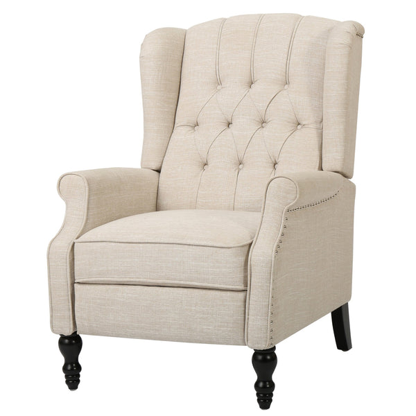 English Elm Christopher Knight Home® - Light Beige Tufted Recliner Chair with Diamond Tufting, Padded Seat & Birch Legs for Modern Comfort 56992.00BEI