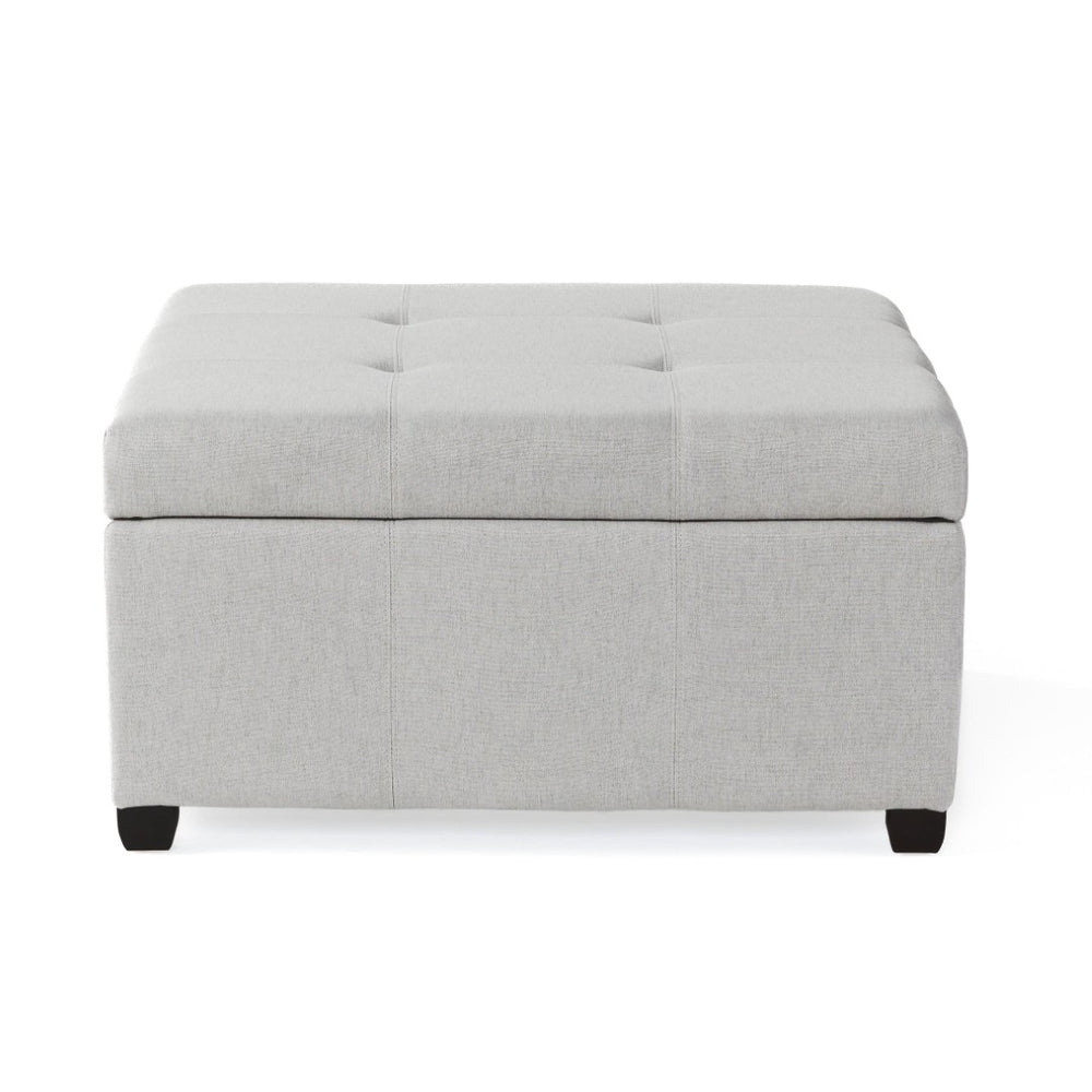 English Elm Carlsbad Tufted Waffle Lid Square Ottoman with Birch Legs for Living Room Storage 73426.00FLGY