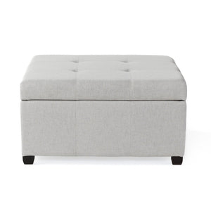 English Elm Carlsbad Tufted Waffle Lid Square Ottoman with Birch Legs for Living Room Storage 73426.00FLGY