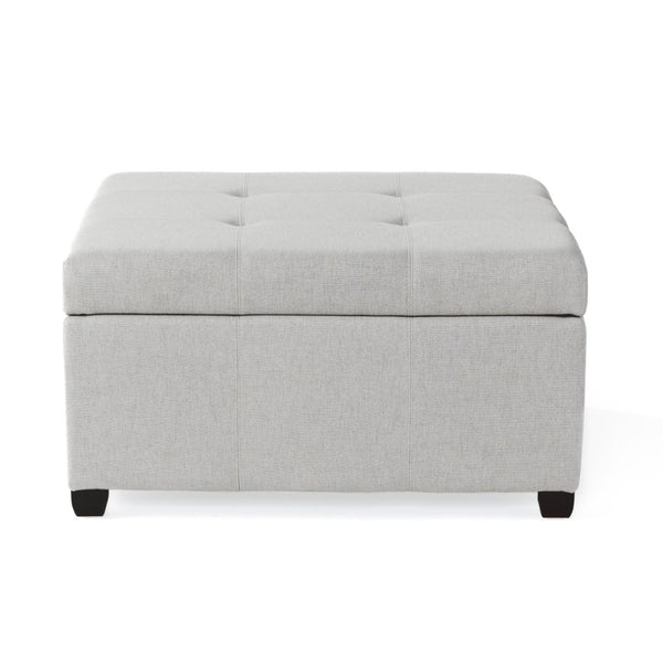 English Elm Carlsbad Tufted Waffle Lid Square Ottoman with Birch Legs for Living Room Storage 73426.00FLGY