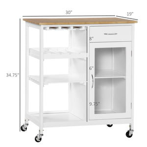 English Elm Rolling Kitchen Island Cart with Drawer and Adjustable Shelf, Mobile Serving Trolley with Hidden Wheels, Towel Racks, Durable MDF Top and 88 lb Capacity for Smart Kitchen Storage and Easy Mobility White W2225142638