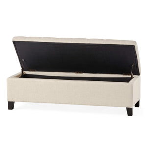 English Elm Storage Ottoman Bench with Button Tufted Waffle Lid for Bedroom or Living Room 68087.00DBGELNN