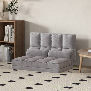 English Elm Convertible Floor Sofa Chair - Versatile Folding Couch Bed With 2 Pillows, Adjustable For Comfort W2225142648