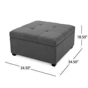 English Elm Carlsbad Tufted Waffle Lid Square Ottoman with Birch Legs for Living Room Storage 73426.00FDGY