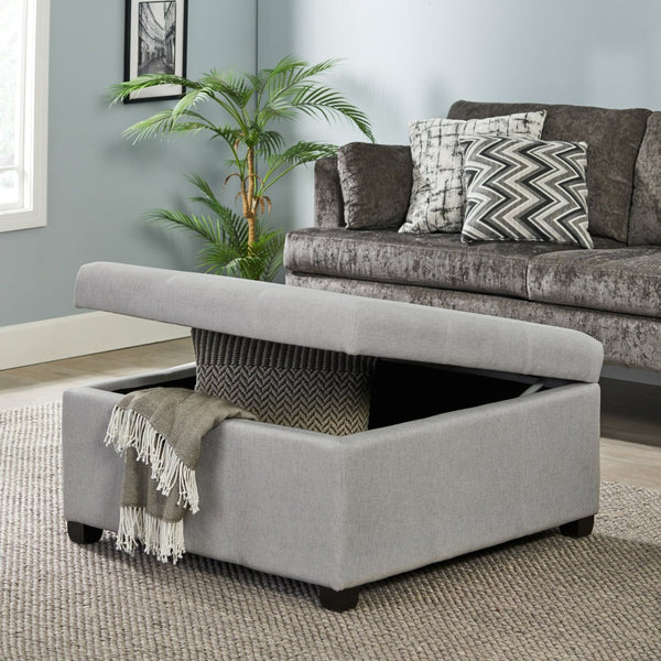 English Elm Carlsbad Tufted Waffle Lid Square Ottoman with Birch Legs for Living Room Storage 73426.00FLGY