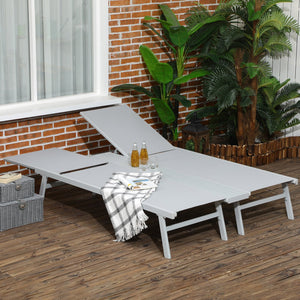 English Elm Chaise Conjoined 2-Person Aluminum Pool Lounge Chairs with 5-Position Recline, Shelf & Breathable Mesh W2225142467