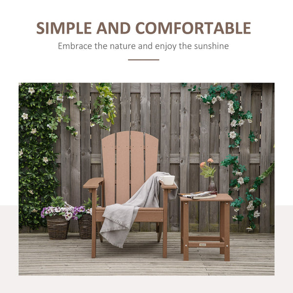 English Elm Adirondack Faux Wood HDPE Patio Chair with Waterfall Seat, Wide Arms, Weather-Resistant Brown, 330 lbs W2225142496