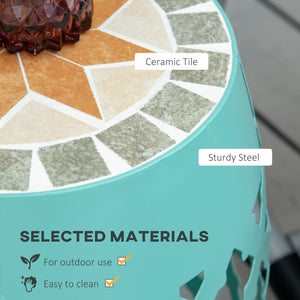 English Elm 12" Blue Mosaic Patio Side Table - Durable Steel Frame, Versatile Garden Stool, 175 lb Capacity W2225142494