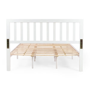 English Elm Christopher Knight Home® - Acacia Solid Wood Queen Platform Bed Frame with Headboard in White — Low Profile, Durable Slats Support 72150.00WHI-Q