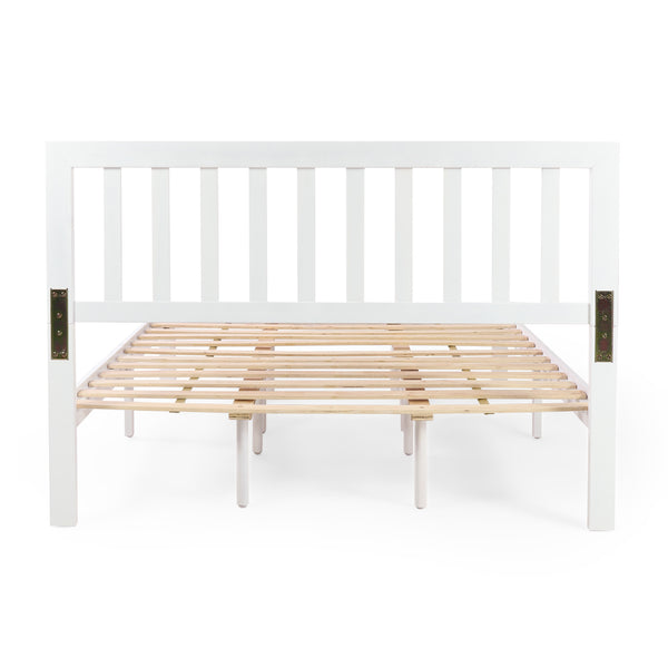 English Elm Christopher Knight Home® - Acacia Solid Wood Queen Platform Bed Frame with Headboard in White — Low Profile, Durable Slats Support 72150.00WHI-Q