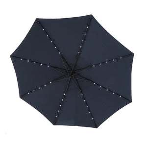 English Elm 10ft Solar Led Cantilever Offset Patio Umbrella with 40 Lights Outdoor Shade Navy Blue W640140292
