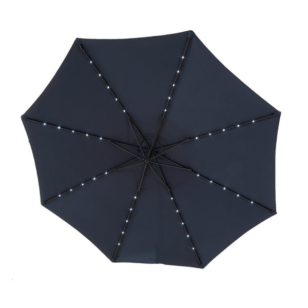 English Elm 10ft Solar Led Cantilever Offset Patio Umbrella with 40 Lights Outdoor Shade Navy Blue W640140292