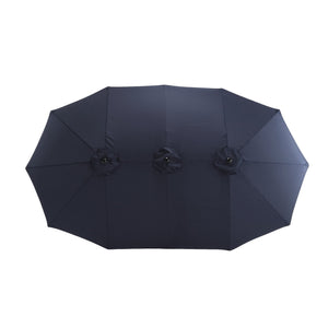 English Elm 14.8 Ft Oversized Double-Sided Rectangular Patio Umbrella with Crank, Steel Ribs, UV Protection Navy Blue W640140332