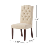 Christopher Knight Home® - Noble House - Crown Top Ivory Linen Dining Chair - Set of 2