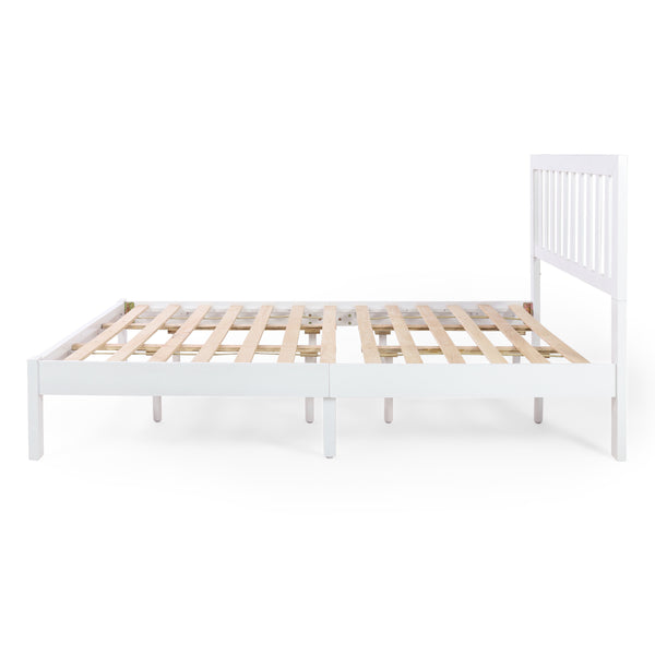 English Elm Christopher Knight Home® - Acacia Solid Wood Queen Platform Bed Frame with Headboard in White — Low Profile, Durable Slats Support 72150.00WHI-Q