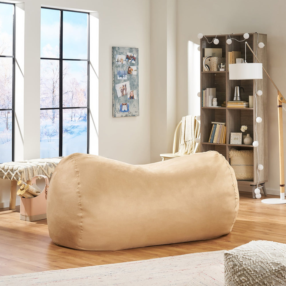 English Elm Christopher Knight Home® - Asher Champagne Microfiber Suede 6.5ft Removable Bean Bag Cover with Childproof Zipper, Soft 37954.00SKIN