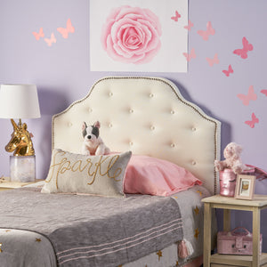 English Elm Christopher Knight Home® - Tufted Upholstered Headboard Twin Size with Button Diamond Stitch, Nailhead Trim and Adjustable Height Ivory 60665.00