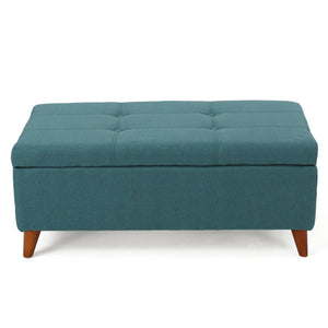 English Elm Christopher Knight Home® - Home Tufted Ainsley Button Storage Ottoman Bench with Hinged Lid, 38" Wide Fabric Seat, Birch Legs, Stylish Hidden Storage for Living Room or Bedroom Teal 74491.00TEL