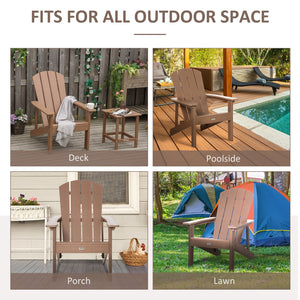 English Elm Adirondack Faux Wood HDPE Patio Chair with Waterfall Seat, Wide Arms, Weather-Resistant Brown, 330 lbs W2225142496
