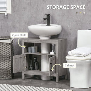 English Elm Kleankin Pedestal Sink Base Cabinet with Adjustable Shelf and Double Door Storage W2225142650